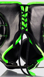 Nueva lucha gran oferta cuero genuino negro neón verde Pro Fighting entrenamiento profesional guardia de cabeza equipos de boxeo - Product Image 2