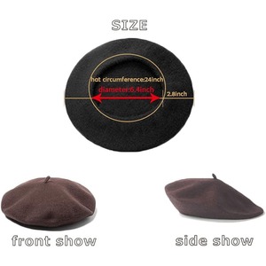 Bérets en laine 100% légers et respirants brodés pour femmes, décontractés, sport, cyclisme, activités de plein air, hiver, personnalisés - Product Image 3