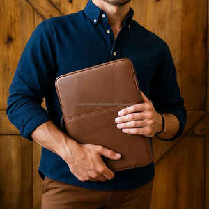 Luxury Genuine <b>Leather</b> Durable Portable <b>Laptop</b> <b>Sleeve</b> Handmade for Professionals Work and Travel Use GLS-0218 - Product Image 5