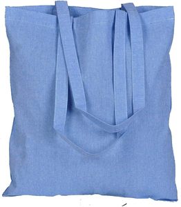 Paquet de 100 sacs d'épicerie écologiques de 15x16 pouces en coton recyclé de 5 oz réutilisable avec 27 poignées en toile rayée SKY Shopping durable - Product Image 1