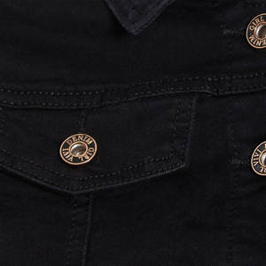 Chaqueta vaquera ajustada elástica de talla 14 12 10 8 6 para mujer, chaqueta vaquera negra, Chaqueta corta de manga larga con cierre de botones - Product Image 3