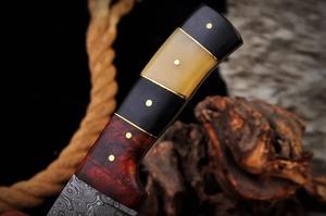 Couteau de skinner en acier damas fait main de conception personnalisée avec bel étui en cuir - Product Image 4