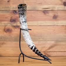 Cuerno para beber vikingo indio auténtico con soporte de Metal taza de hidromiel de vino Natural artesanía Animal pulido con ágata de bucle - Product Image 5