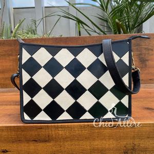 Tendance élégant Logo personnalisé noir et blanc damier Design sacs à main pour femmes en cuir véritable mode dames sac à bandoulière - Product Image 1