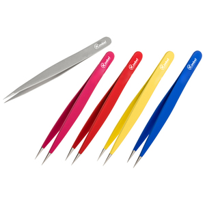 Pinzas de manicura de acero inoxidable de marca personalizada con punta inclinada Variedad de colores para el cuidado de las uñas Pinzas cosméticas - Product Image 4