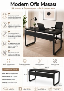 Table d'ordinateur portable, bureau d'ordinateur, table de travail moderne, table de bureau, table d'étude pour chambre à coucher, bureau d'ordinateur contemporain, bureau de travail - Product Image 3
