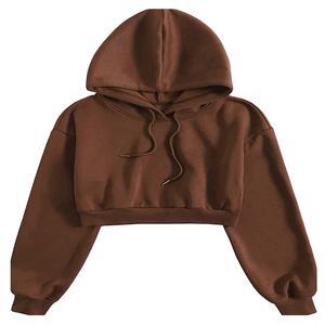 Solide couleur unie meilleure vente femmes haut court à capuche bonne qualité prix de gros femmes haut court à capuche 2026 - Product Image 1