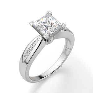 Princess Cut Channel Set Moissanite Anillo de compromiso - Product Image 1