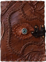 NEW ERA NEE- Diario de cuero de tapa dura cosido a mano con hilo, con grabado de ojo de esfinge y páginas con borde deshilachado, Hocus Pocus Grimoire