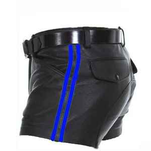 Shorts pour hommes, pantalons décontractés, solides, grande taille, amples, en faux cuir, mode pour hommes, rue, été, printemps, tendance polyvalente, style club - Product Image 4