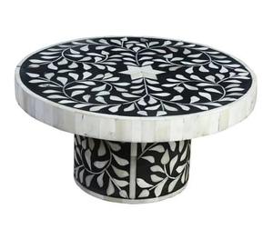 Support de gâteau classique en incrustation d'os blanc pour pièce maîtresse de table élégante support de gâteau en incrustation d'os fait à la main avec un design floral artistique - Product Image 3