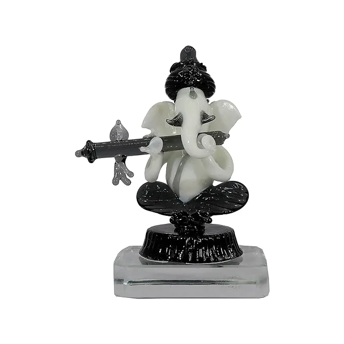 Estatua de ídolo de cristal Super Premium Ganesh Ji para la decoración del hogar y el templo | Salpicadero de coche Lord Ganesh, Mandir y decoración del hogar