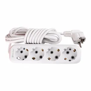 Enchufe de extensión blanco de 4 vías con conexión a tierra, Cable de 3 metros, tira de alimentación eléctrica, plástico ABS, enchufe de conmutación para Reino Unido, EE. UU., UE - Product Image 1