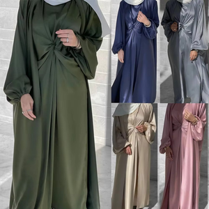 Abaya turque élégante et modeste pour femmes, en fibre de polyester, style papillon, couleur contrastée, respirante, en mousseline de soie brillante - Product Image 6