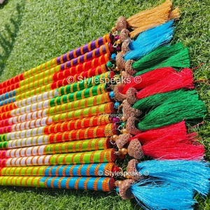 Traditional Indian Punjabi Pakistani <b>Wedding</b> Essentials Bulk Dandiya Sticks Pair Tassels Mehendi Sangeet Dance New Year Ramadan - Product Image 1