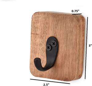 Ganchos para batas y toallas Madera de Acacia Natural 4 PCS Montado en la pared Bata decorativa rústica y ganchos para toallas para colgar abrigos, toallas, llaves - Product Image 4