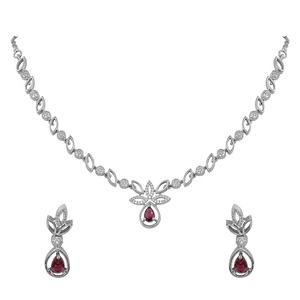 Alex Jewellery-Collar de plata CZ de diseñador con conjunto de joyas de pendientes para mujeres y niñas - Product Image 3