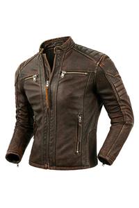 Veste en cuir grande taille de haute qualité pour hommes, vêtements d'extérieur coupe-vent, fermeture à glissière, vêtements de course automobile respirants - Product Image 3