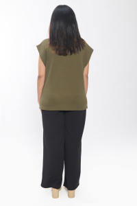 Elegante Waffle Knit Cap Sleeve Mujeres Top Ligero Cuello redondo Tela texturizada Ajuste relajado Casual Daily Office Wear Blusa - Product Image 6