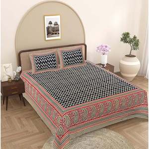 Black Paisley 240 TC 100% Cotton Bedsheet Set Super <b>King</b> <b>Size</b> with 2 Pillow Covers Comforter Type for Home Use (SHKV1100) - Product Image 1