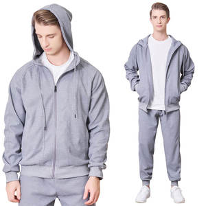 Conjunto Deportivo Informal de Algodón 100% al por Mayor, Conjunto de 2 Piezas Personalizado para Gimnasio y Fitness, Chaqueta y Pantalones para Hombre de Talla Grande, Lisos - Product Image 3