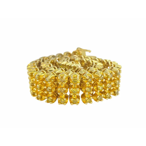Pulsera de tenis de 3 filas chapada en oro auténtico sólido de 14K, pulsera de oro amarillo sólido para joyería de moda para mujer - Product Image 1
