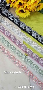 ผ้าลูกไม้ปักเลื่อมงานออกแบบให้มีหกสีให้เลือกความกว้าง1.5สำหรับเสื้อผ้าและขายต่อ - Product Image 6