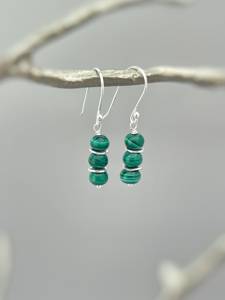 Nuevo diseño malaquita piedra preciosa Boho plata esterlina verde pendiente joyería al por mayor en línea piedra preciosa 925 pendiente de plata esterlina - Product Image 2
