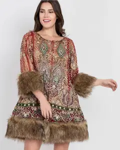 Boho Banjara Jacket With Vintage Patch Work For Women With Fur