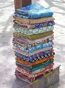 100% Organic Mulmul Vintage Kantha Cotton <b>Quilt</b> Soft and Comfortable Solid Pattern Handmade in India Linen <b>Throws</b> 55*85 Inch - Product Image 6