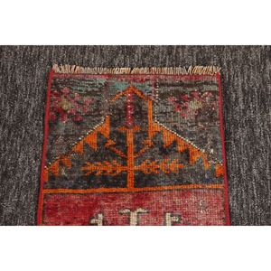 Petit tapis turc 1x3,5 pieds, tapis géométrique vintage rouge arc-en-ciel - Product Image 2