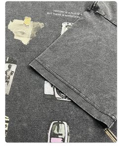 เสื้อยืดผู้ชายผ้าฝ้าย100% โอเวอร์ไซส์สไตล์วินเทจซักได้250กรัมพิมพ์ลายไหล่เฮฟวี่เวทลำลอง - Product Image 2