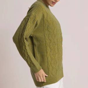 Suéteres de alta calidad de fabricante profesional, ropa informal, suéteres de punto para mujer, cuello en V, respiradero de algodón de punto - Product Image 3