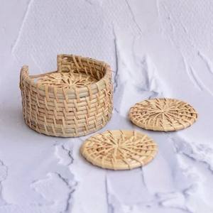 Posavasos de bambú hechos a mano, posavasos de mimbre de ratán - Product Image 6