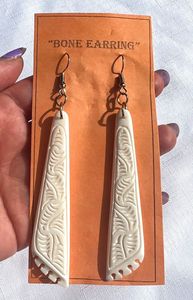 Pendientes de hueso de Búfalo Blanco antiguo hechos a mano estilo Animal náutico pulido impermeable con ágata hecha a mano por amor - Product Image 5