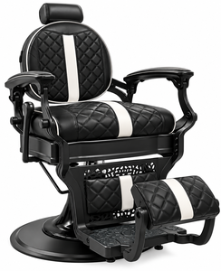 <b>Black</b> PU <b>Leather</b> Barber <b>Chair</b> Adjustable Salon Furniture Industrial Design Style Commercial Use - Product Image 4