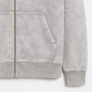 Fabricantes de ropa de aduana Capucha de doble capa Lavado ácido Sudaderas con cremallera desgastadas Hombres - Product Image 4