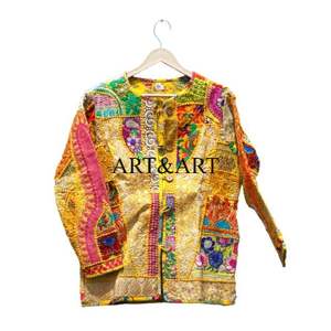 Custom Made <b>Women</b> Banjara Quilted <b>Jacket</b> 100% Cotton Woven Embroidery Floral Pattern Breathable - Product Image 1