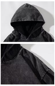 Sudadera con capucha estampada de algodón 100% Vintage para hombre lavado ácido desteñido personalizado bordado de gran tamaño Color sólido otoño al por mayor - Product Image 4