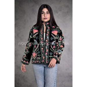 เสื้อแจ็คเก็ตบุผ้าควิลท์ปักลายซูซานีสีสันสดใสสำหรับผู้หญิง คอตั้ง ปักด้วยด้าย 100% ผ้าฝ้าย ระบายอากาศได้ดี เหมาะสำหรับฤดูหนาว - Product Image 5