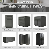 Kitchen Units Set Modern Shaker Designs Navy Blue Modular Cabinets Kitchen RTA Base Cabinet with Drawer Manufacturer
