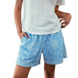 Pantalones cortos de baloncesto de malla Cachemira de 5 pulgadas personalizados al por mayor doble capa de alta calidad sublimación Bandana gráfico servicio OEM - Product Image 4