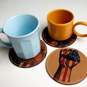 Cowhide Leather-<b>Coaster</b> Set Western-<b>Coasters</b> Cow Print-Drink <b>Coasters</b>-Rustic Farmhouse-Decor Handmade Leather <b>Coasters</b>-Gift - Product Image 3