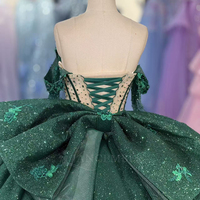 Robes de bal de Quinceañera Jancember 5799 Illusion Green avec fleurs appliquées