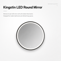 Kingstin Miroir Salle de Bain LED Rond Inox pour Hôtel Maison, Désembreur et Heure Personnalisés, Livraison Sécurisée