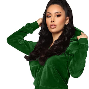 Survêtement d'hiver personnalisé unisexe Logo personnalisé Sweats à capuche en velours stylés et survêtement de jogging de haute qualité Ensemble 2 pièces Survêtements en velours pour femmes avec sweat à capuche taille plus bon marché Ensemble Logo imprimé - Product Image 1