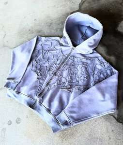 Sudadera con Capucha Unisex Vintage con Cierre, Sudadera Holgada Lavada, Ropa Casual de Calle - Product Image 3