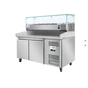 Équipement de réfrigération Kit-chen, station de préparation de pizzas avec plateau en granit de 59 pouces, support pour récipients à condiments en acier inoxydable, garantie de 3 ans - Product Image 1