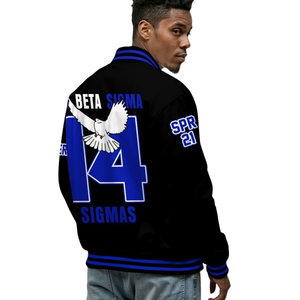 Phi Beta Sigma Fraternity 1914 azul blanco Varsity Letterman chaqueta vida griega Chenille parche estilo universitario chaqueta - Product Image 5