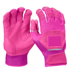 Gants de frappe de baseball en cuir de qualité supérieure sur mesure, couleur rose, pour droitiers, avec rembourrage respirant pour la paume, poignet durable avec fermeture auto-agrippante - Product Image 1